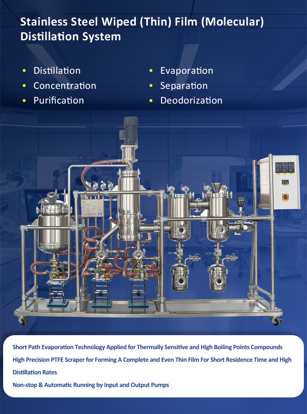 Inch Stainless Steel Wiped Thin Film Molecular Distillation