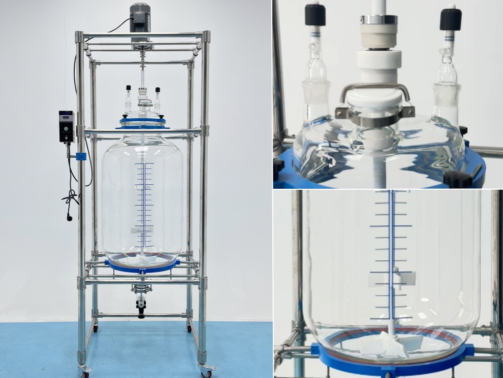 Customized Large Capacity 300L Single Layer Glass Mixing Reactor