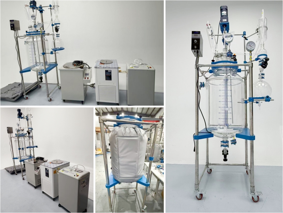 100L Jacketed Glass Reactor Set Shipped to South Africa with Insulation Jacket